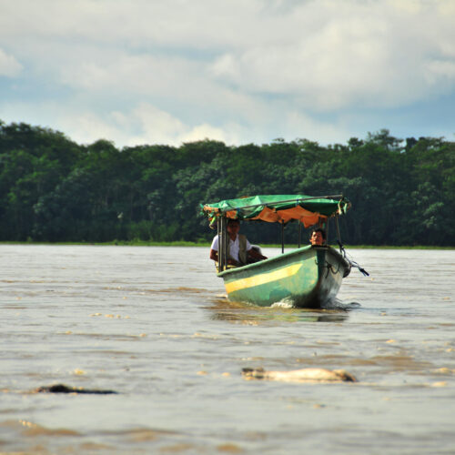 Canoes on the Napo River near El Coca, Ecuador