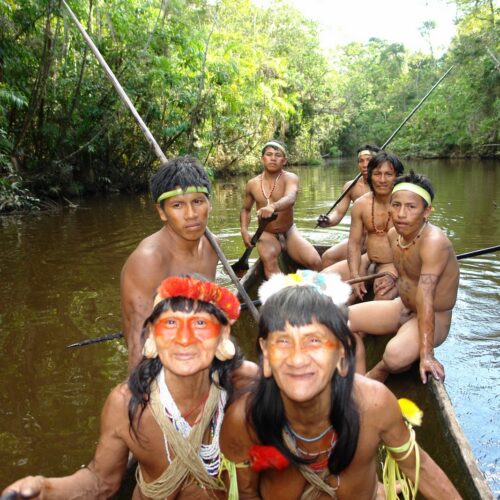 Waorani community members in the Ecuadorian Amazon
