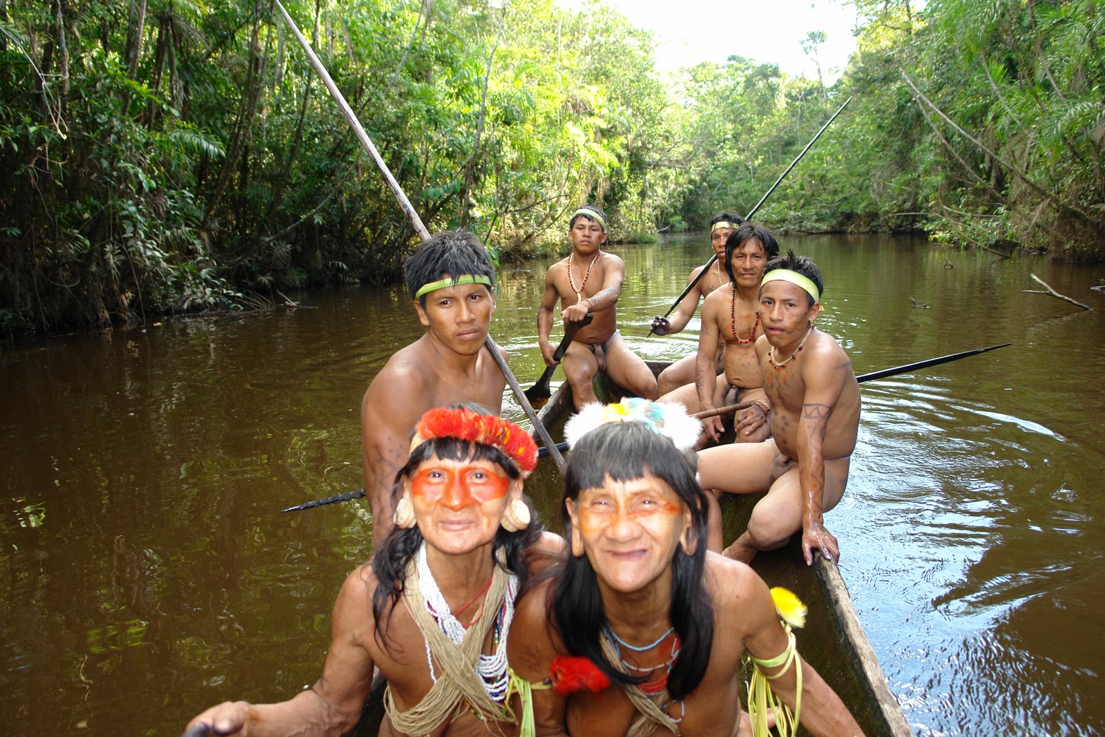 Waorani community members in the Ecuadorian Amazon
